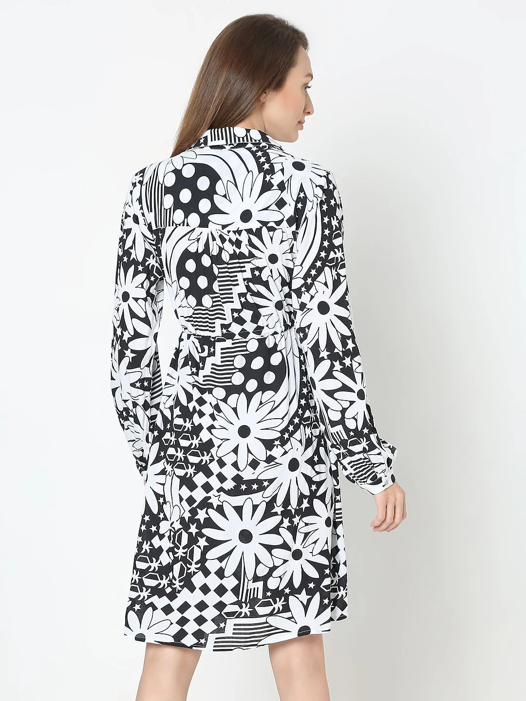 Black Printed Fit & Flare Dress - Image 4