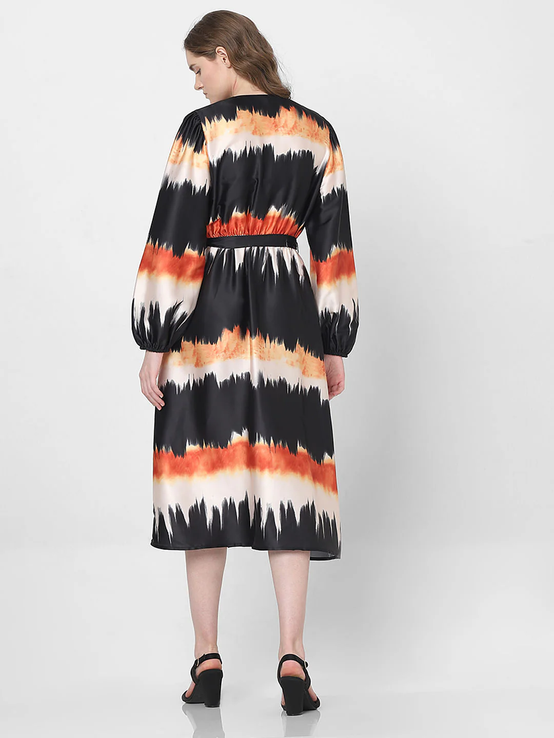 Black Watercolour Printed Midi Dress - Image 4