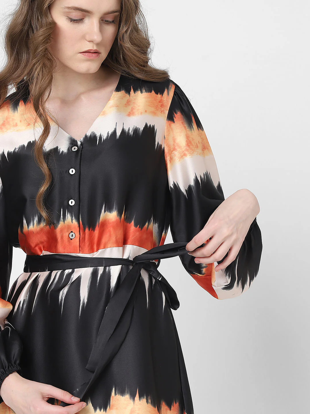 Black Watercolour Printed Midi Dress - Image 7
