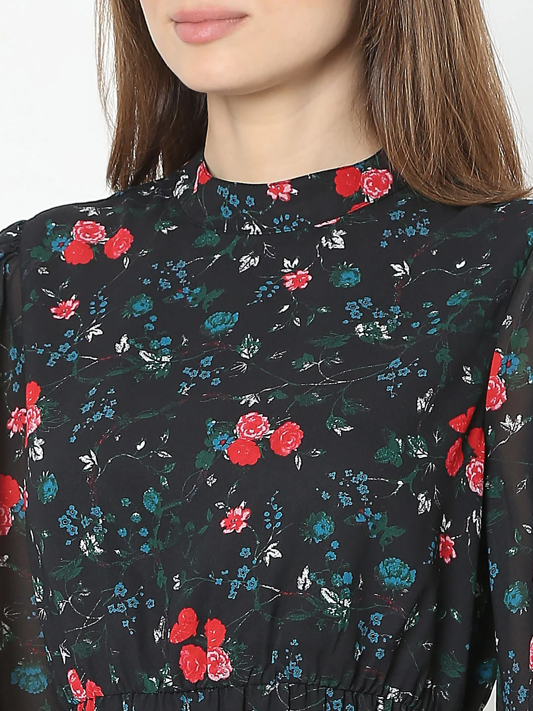 Black Floral Print Dress - Image 8