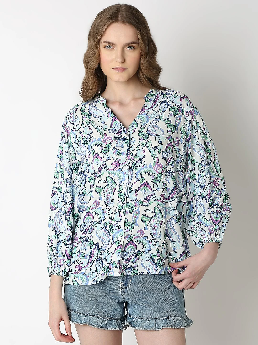 Light Blue Printed Top - Image 2