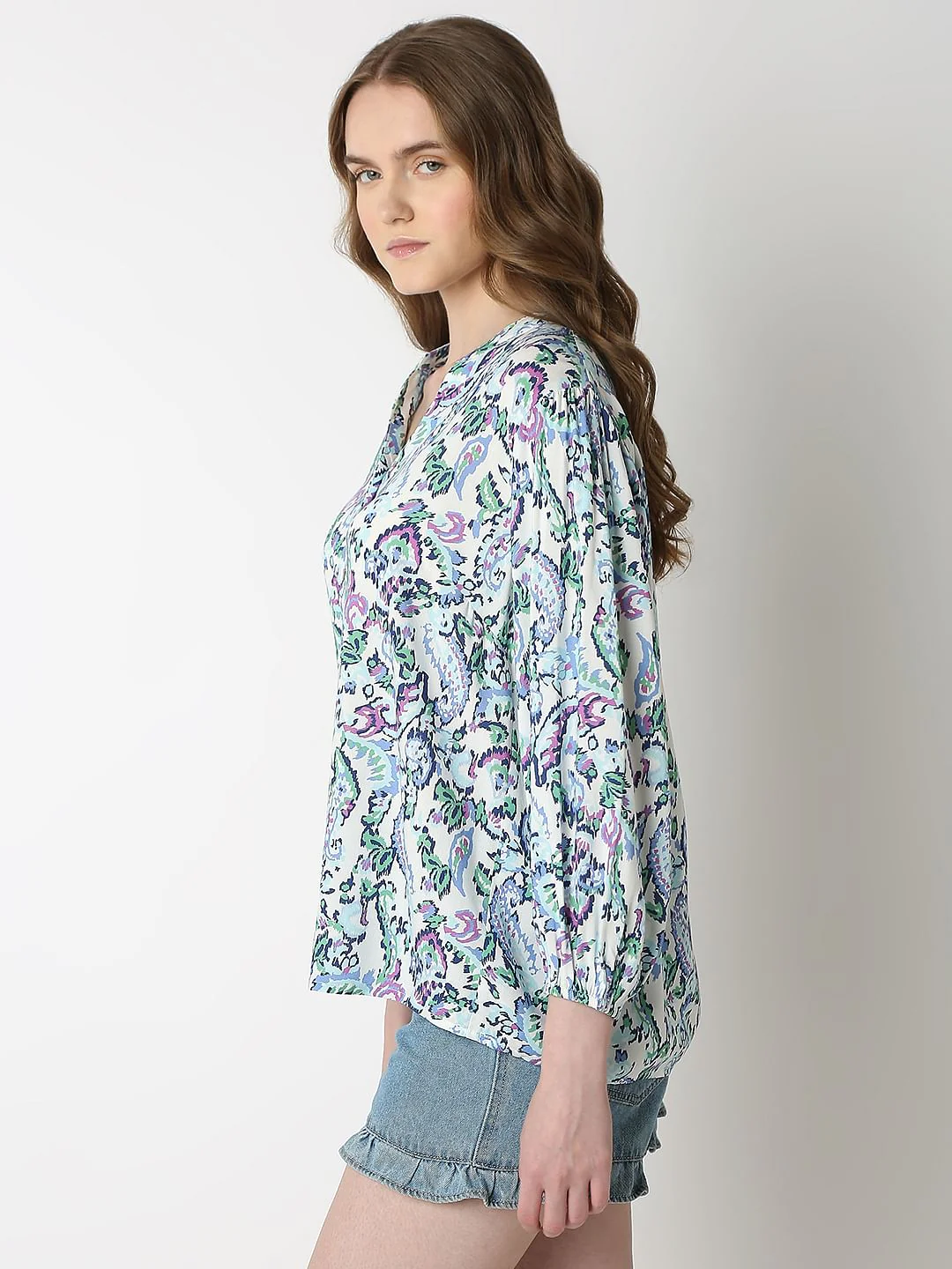 Light Blue Printed Top - Image 3