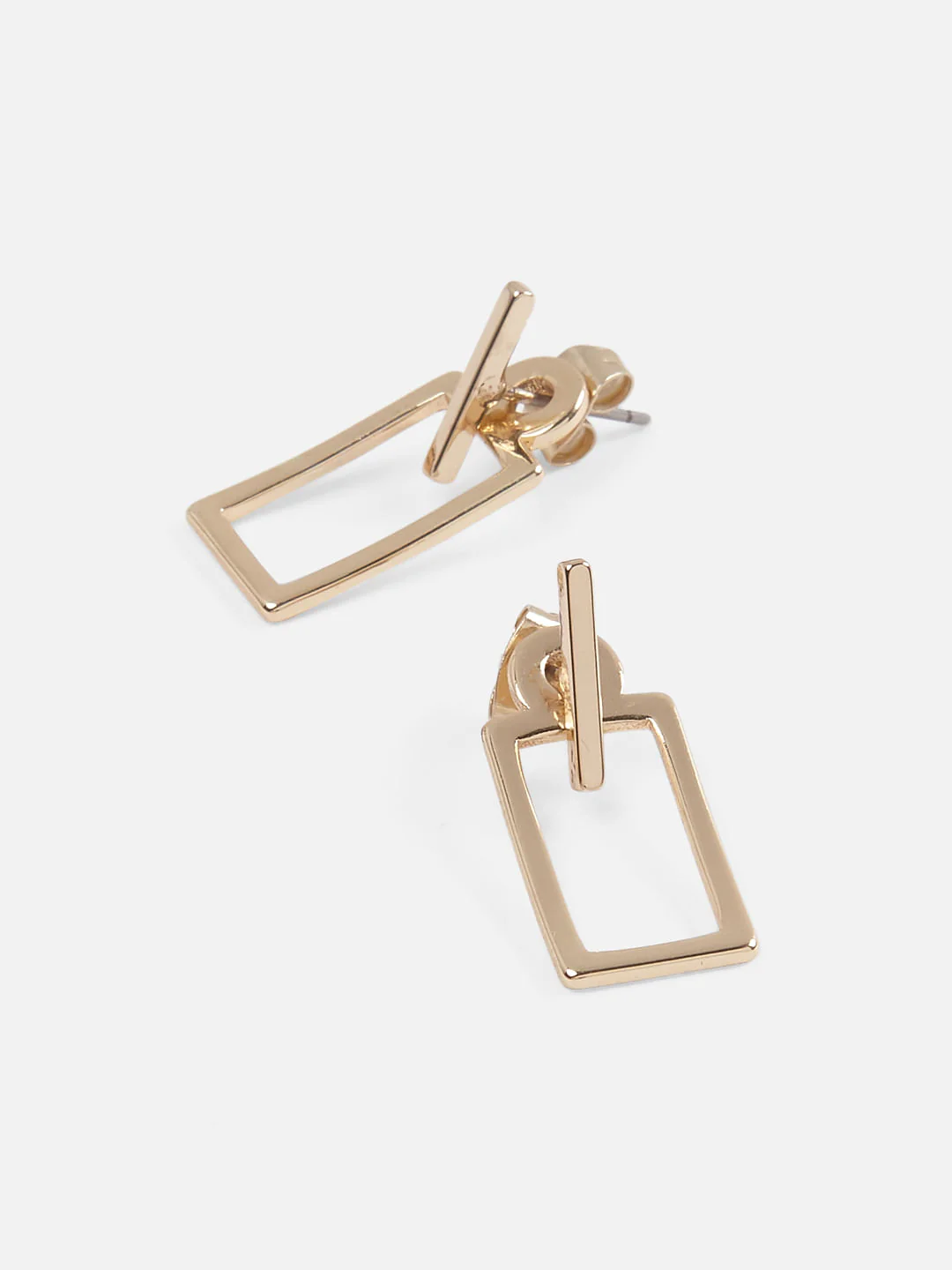 Golden Rectangular Drop Earrings - Image 3
