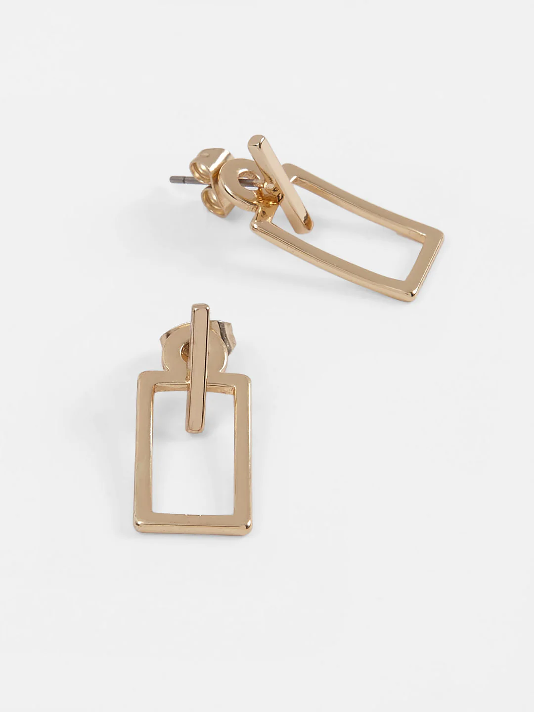 Golden Rectangular Drop Earrings - Image 4
