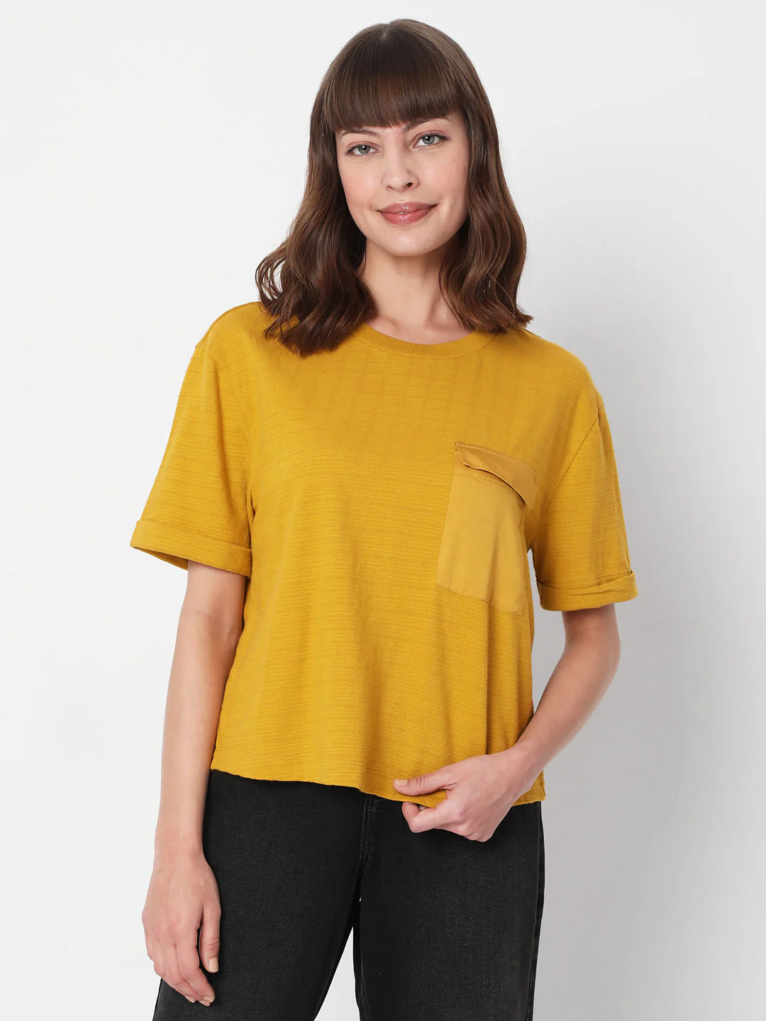 Mustard Cropped T-Shirt - Image 2