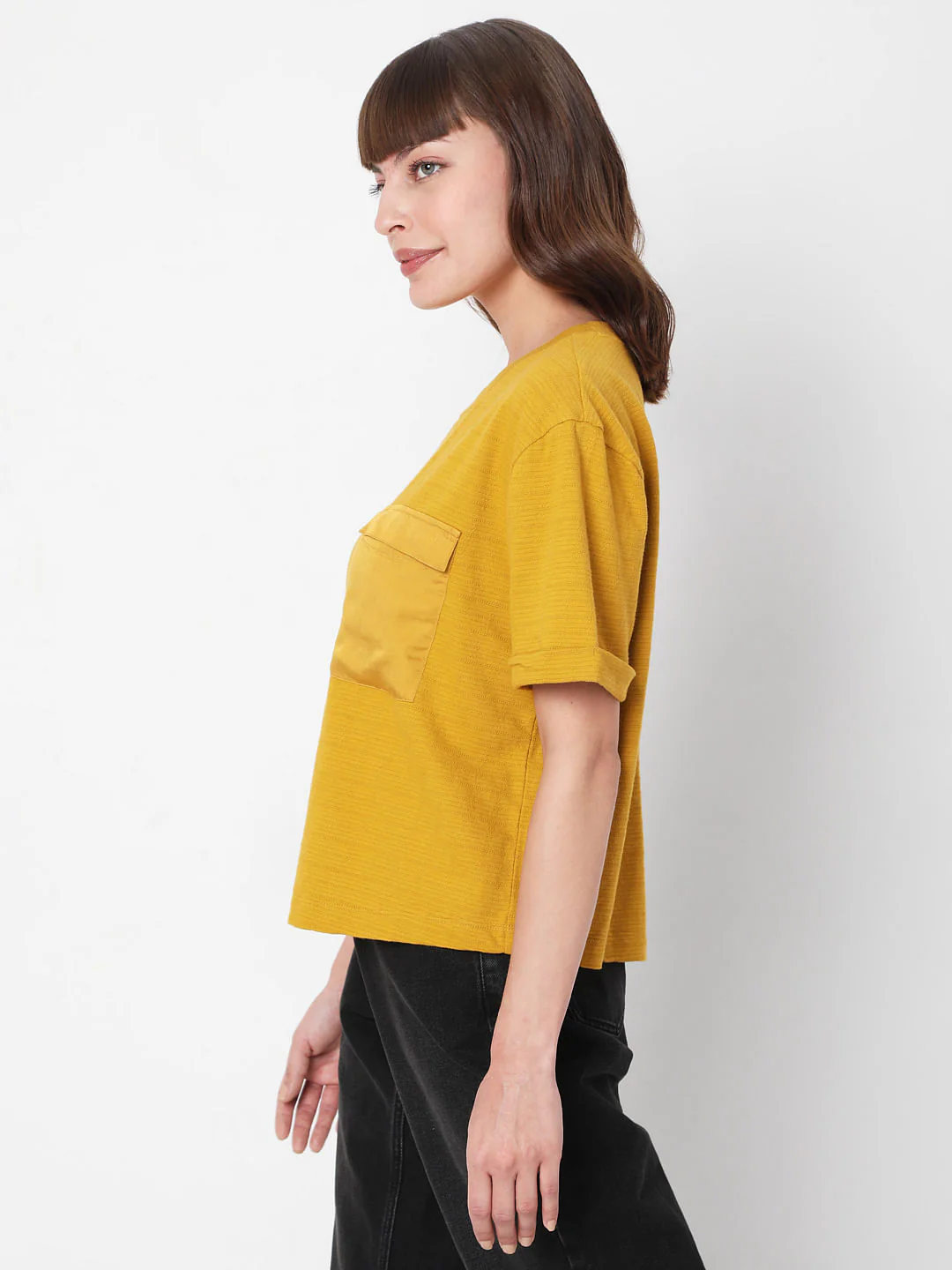 Mustard Cropped T-Shirt - Image 3