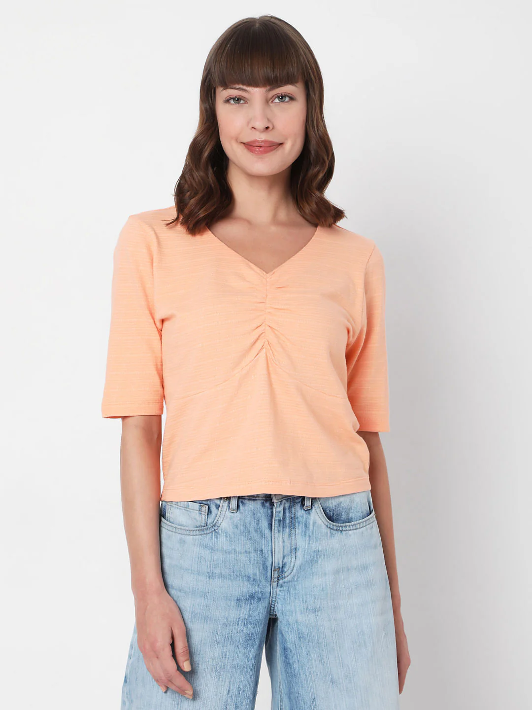 Coral V Neck Top - Image 2