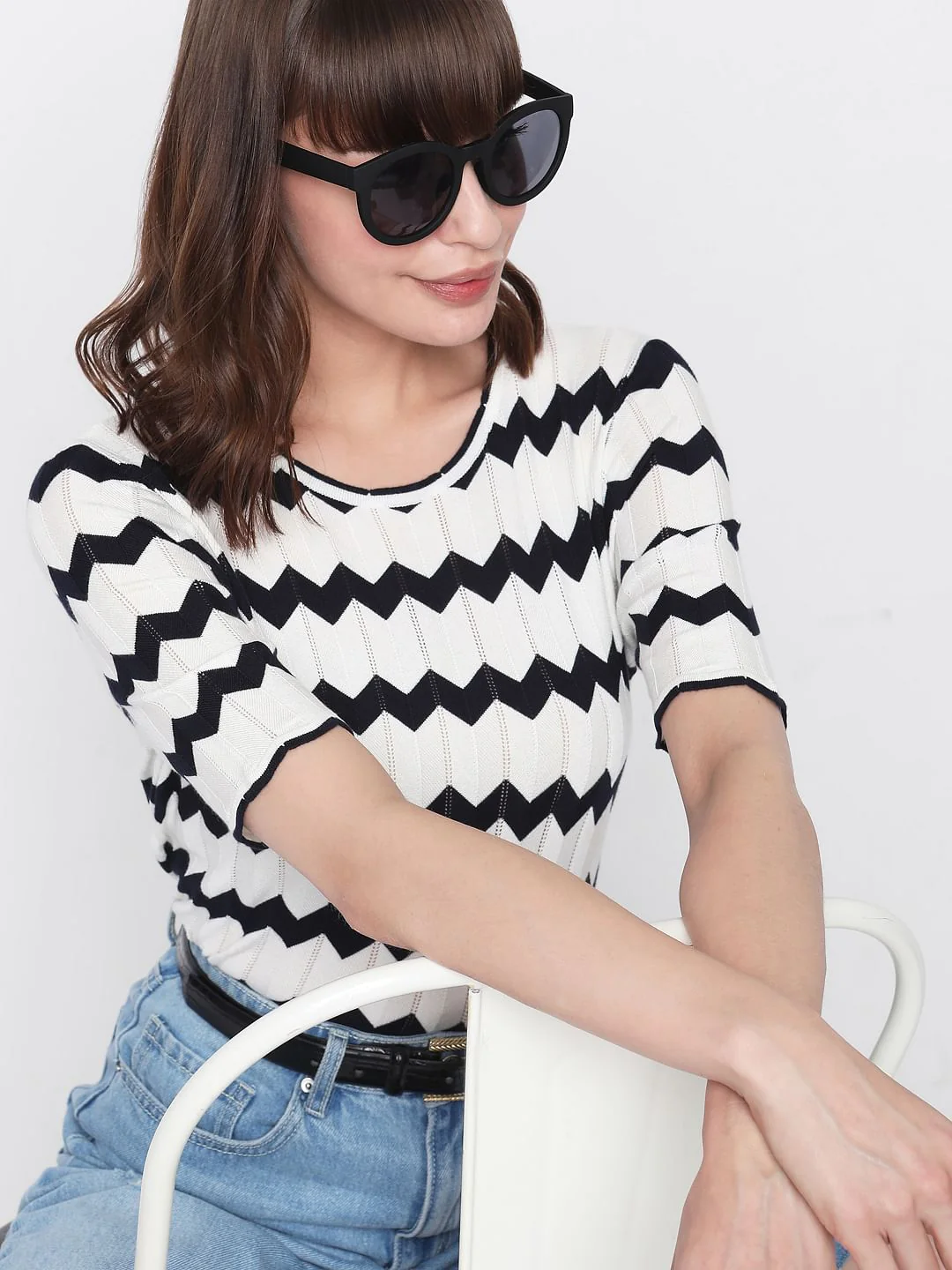 White Printed Top