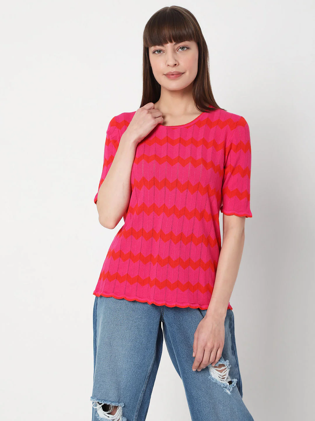 Fuschia Pink Knit Top - Image 2