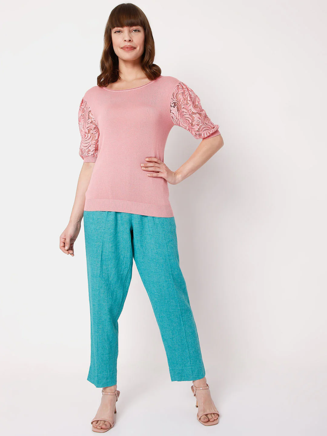 Pink Lace Sleeves Top - Image 5
