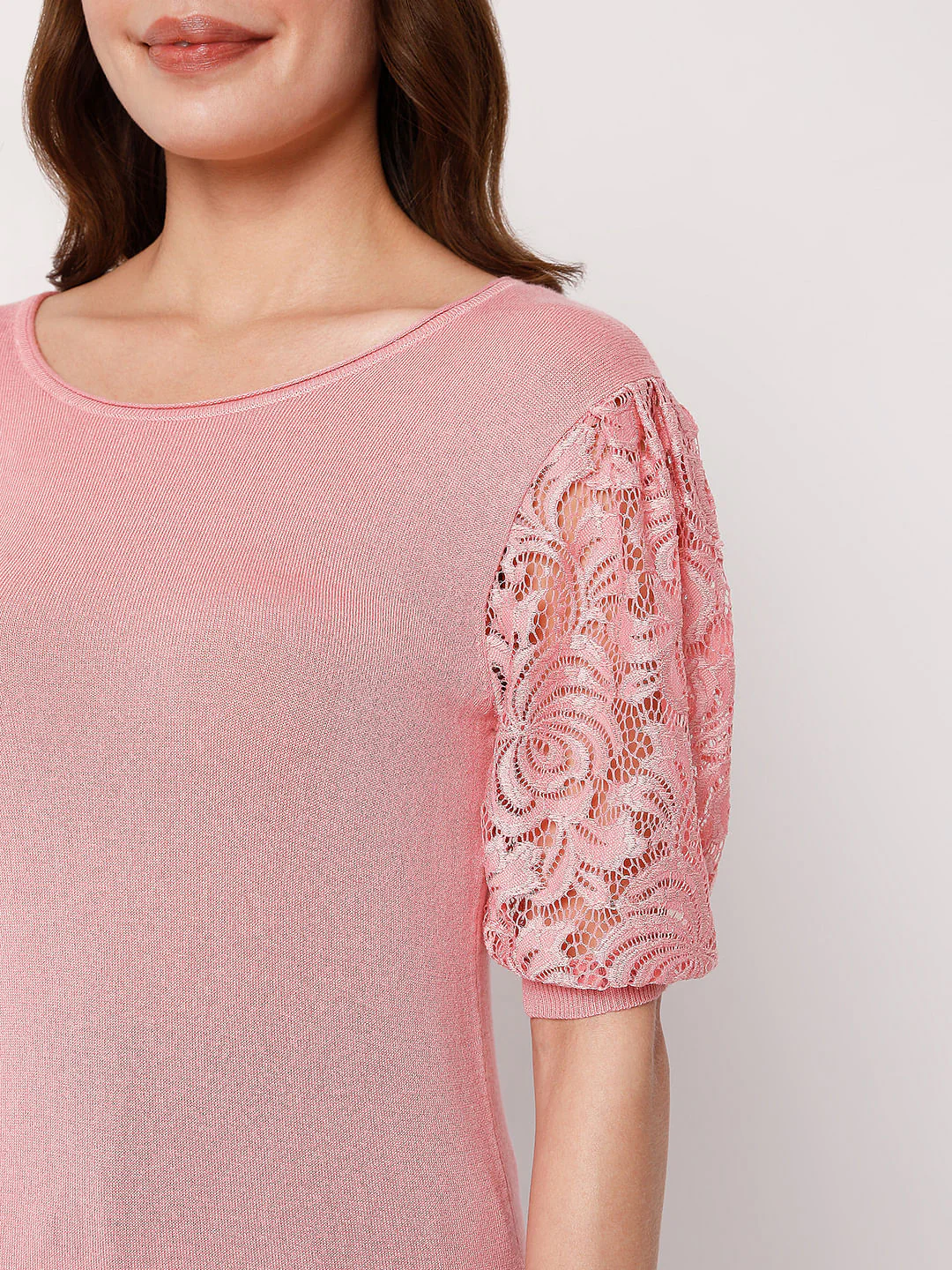 Pink Lace Sleeves Top - Image 6