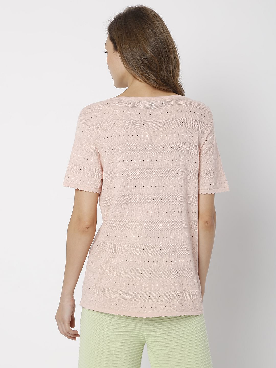 Coral Flat Knit Textured T-Shirt - Image 4