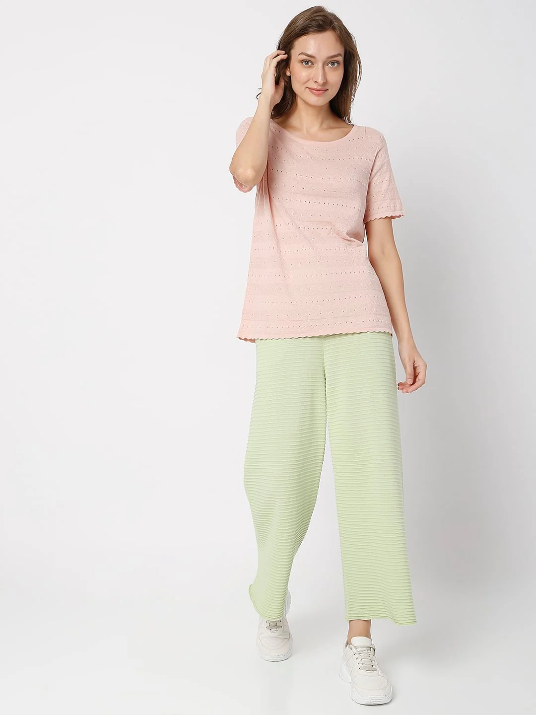 Coral Flat Knit Textured T-Shirt - Image 5