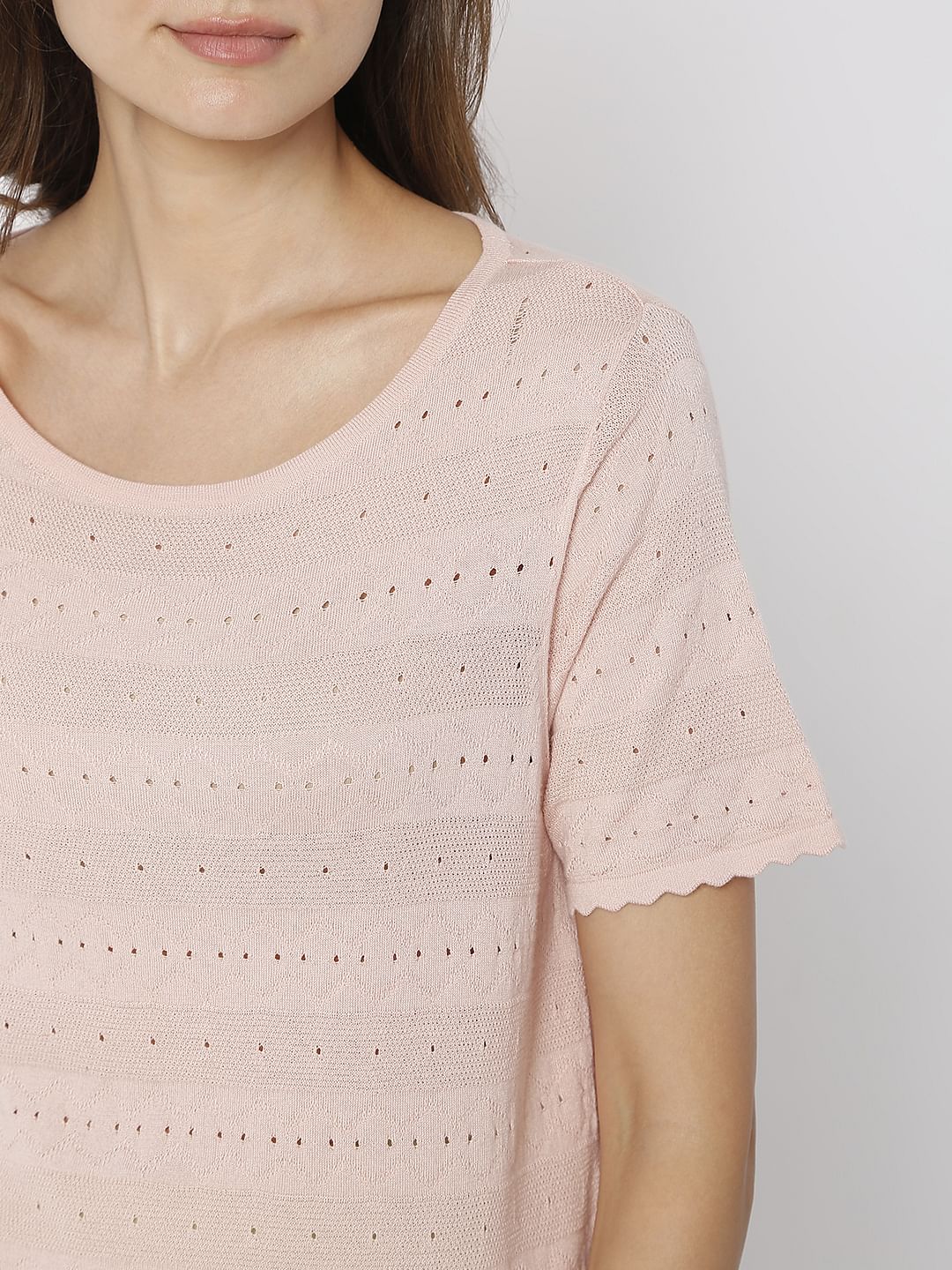 Coral Flat Knit Textured T-Shirt - Image 6
