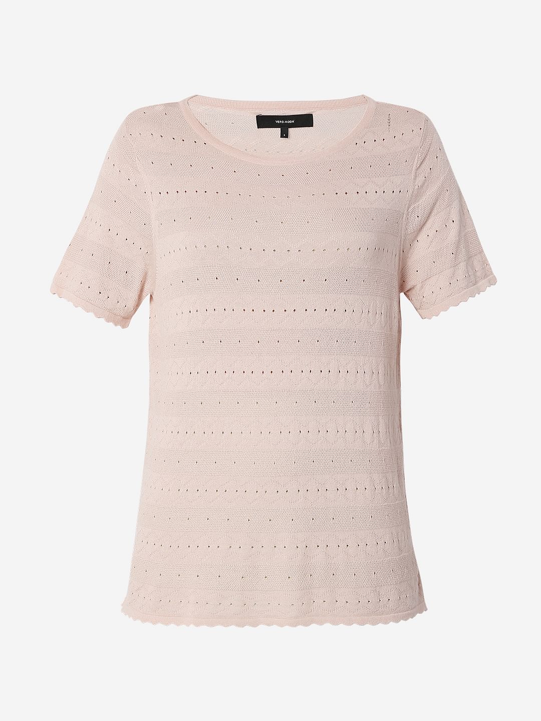 Coral Flat Knit Textured T-Shirt - Image 7