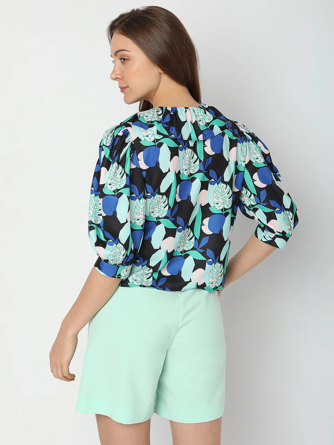 Black Tropical Print Top - Image 4