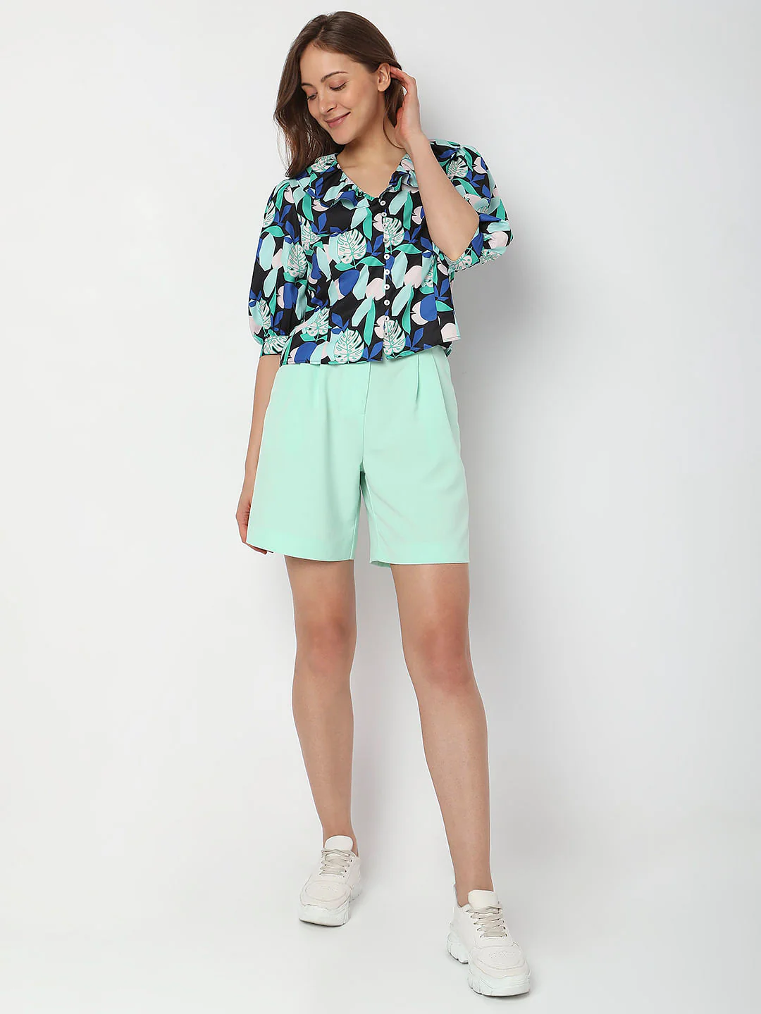 Black Tropical Print Top - Image 5