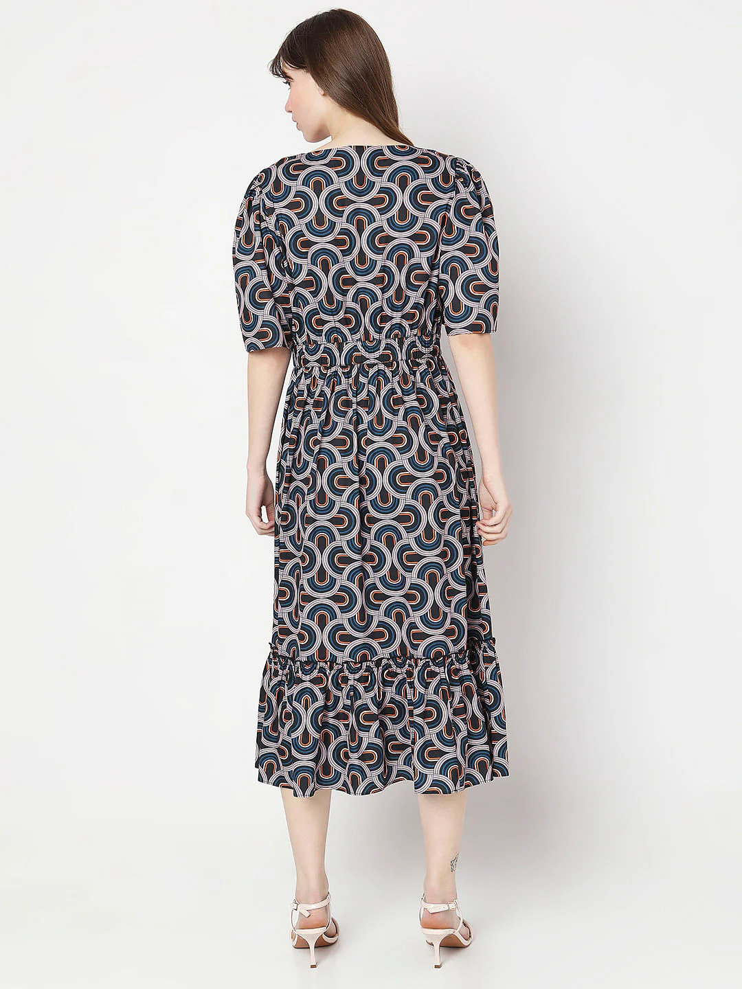 Black Printed Midi Dress - Image 4