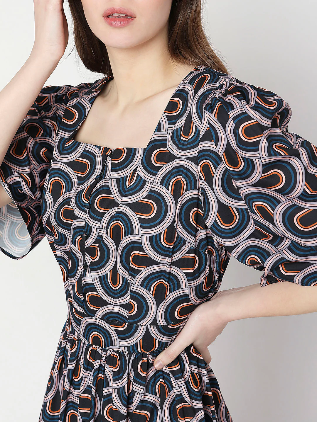 Black Printed Midi Dress - Image 5