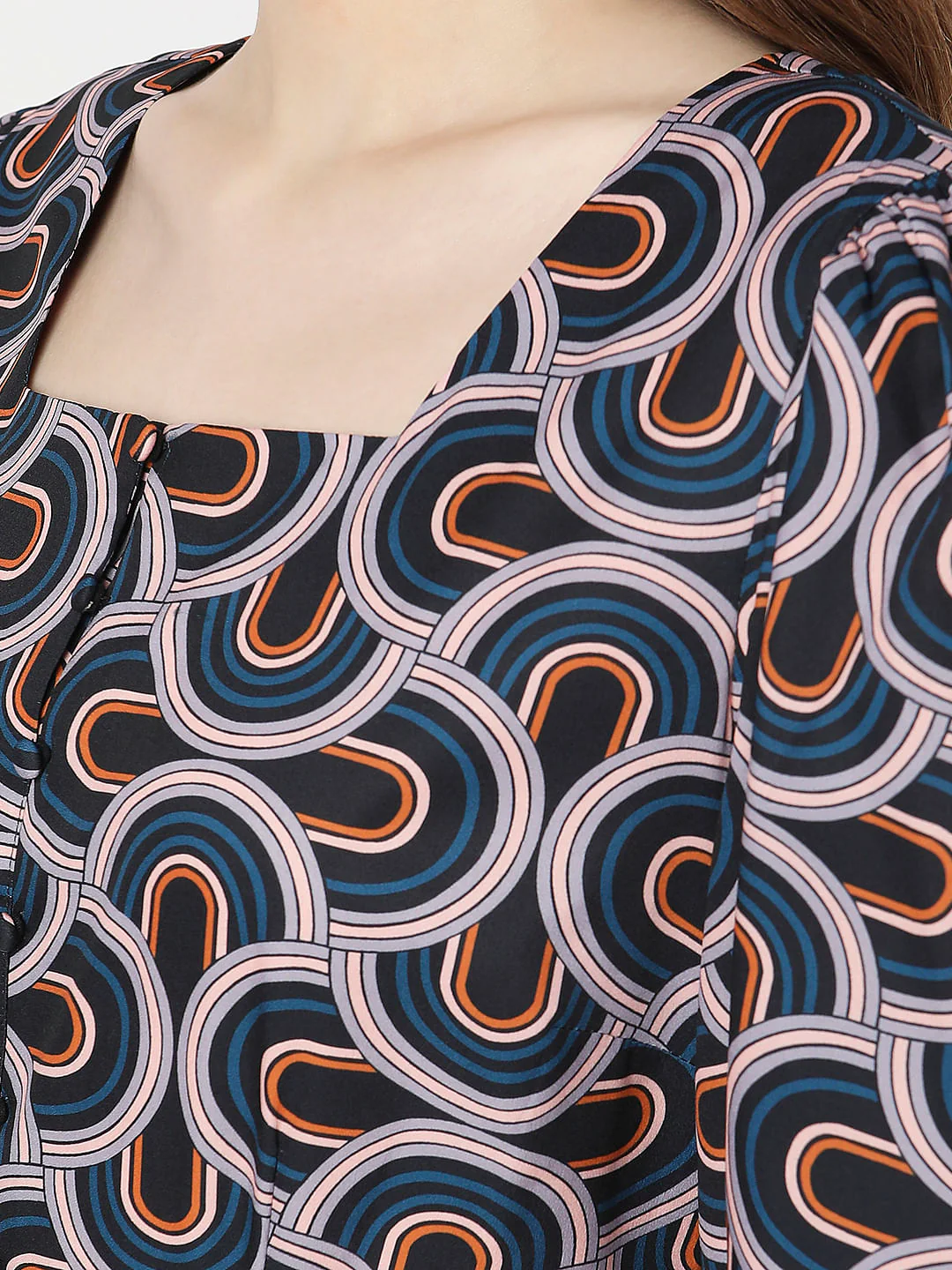 Black Printed Midi Dress - Image 7