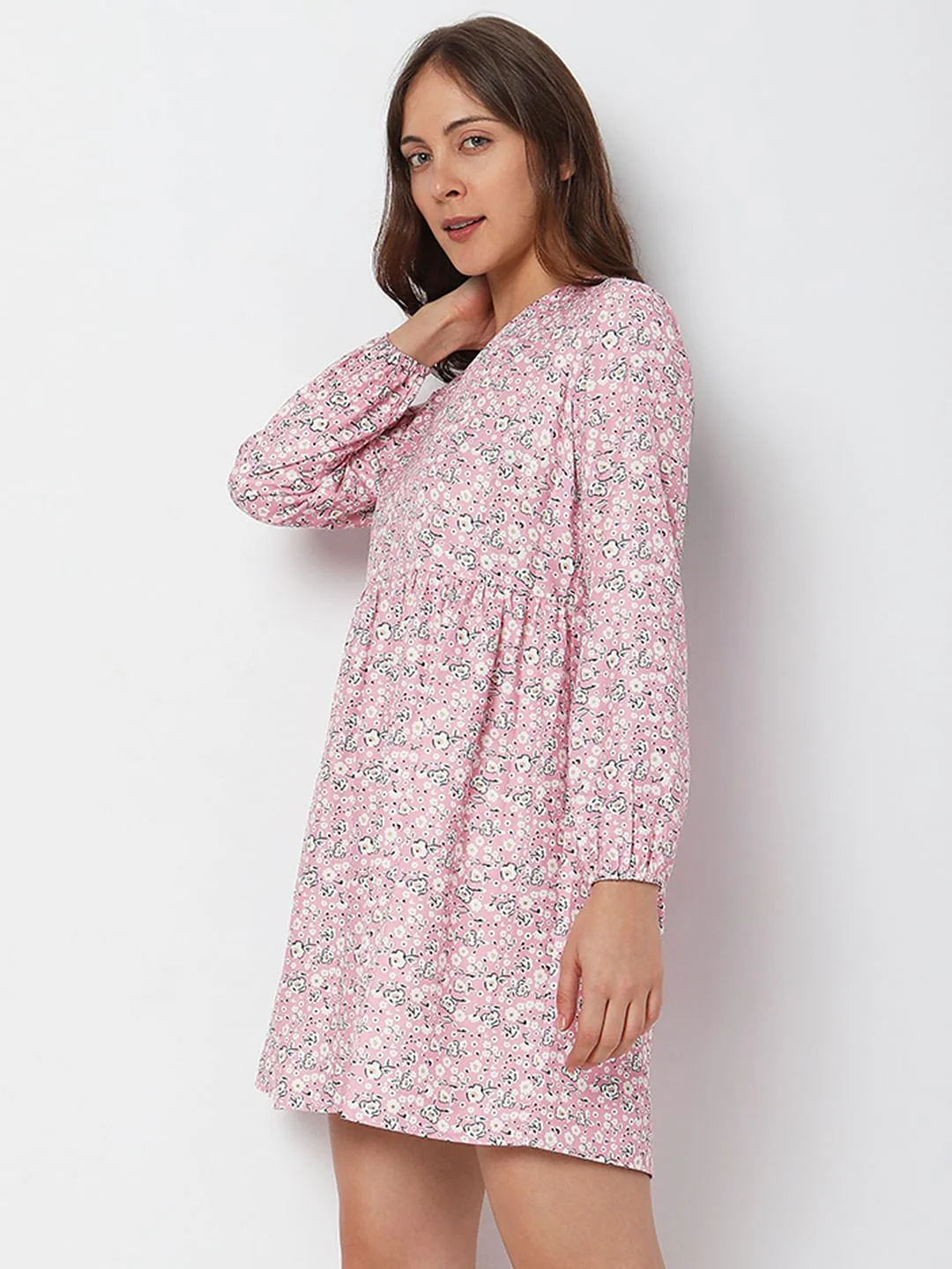 Pink Floral Print Mini Dress - Image 3