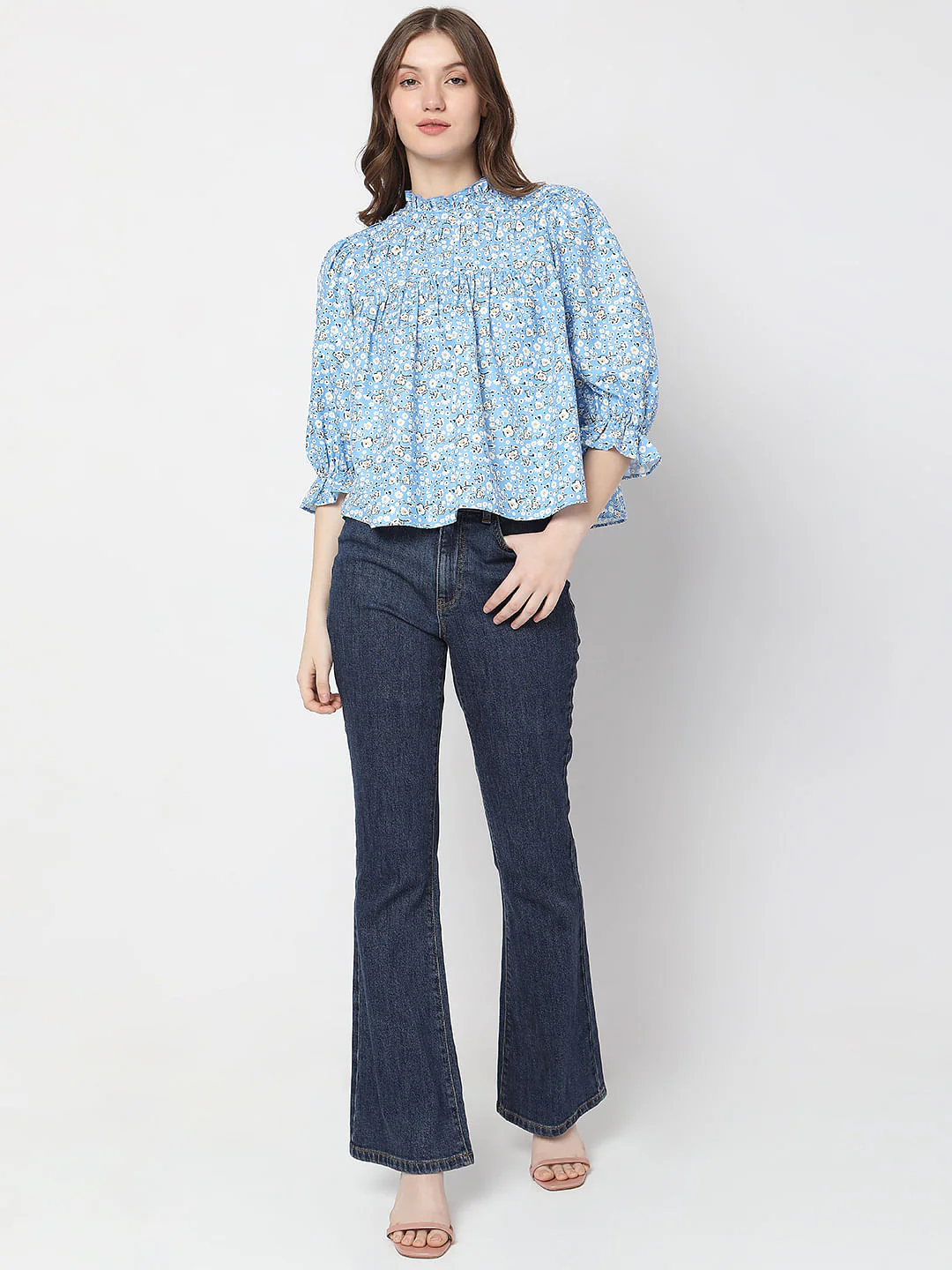 Blue Floral Print Top - Image 5