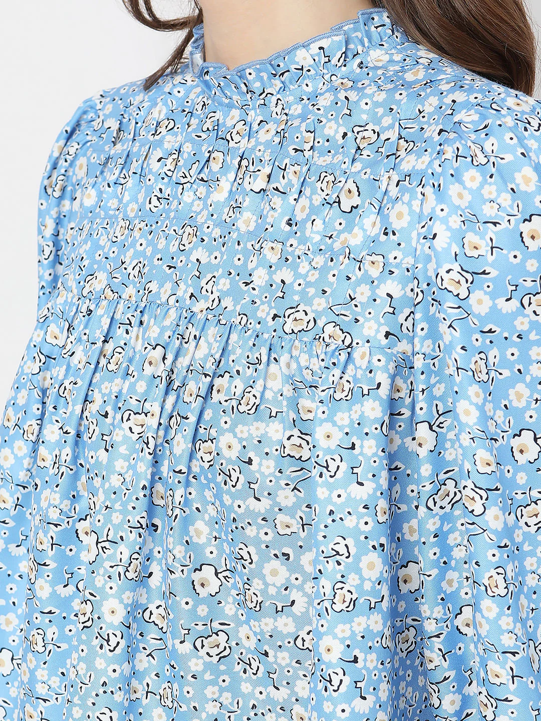 Blue Floral Print Top - Image 8