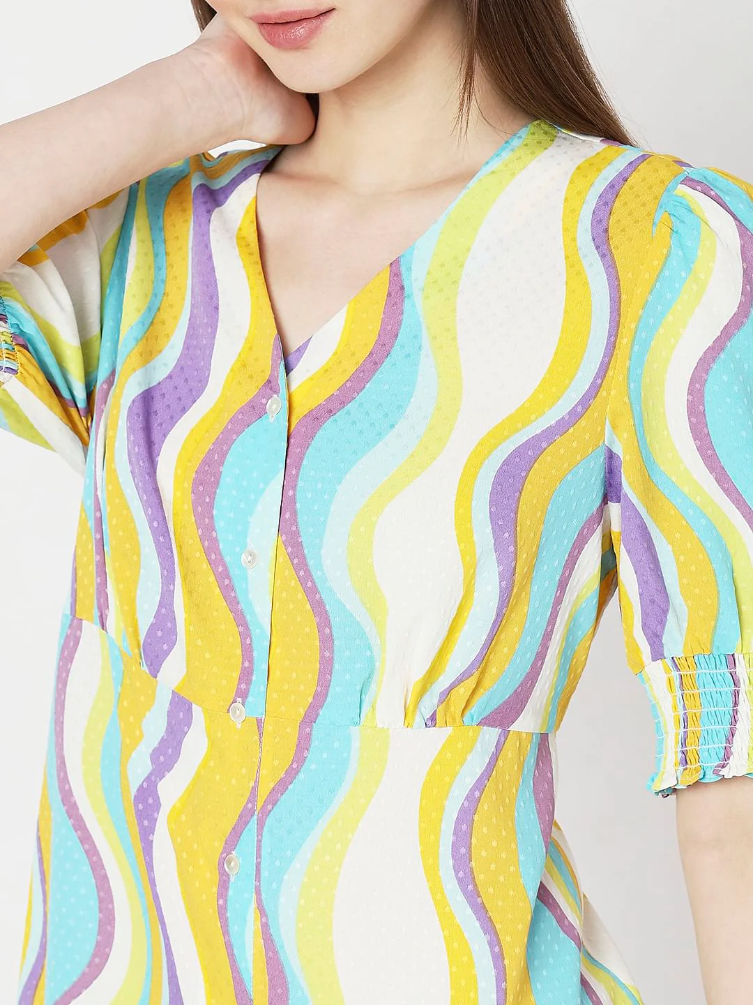 Blue Abstract Print Mini Dress - Image 6