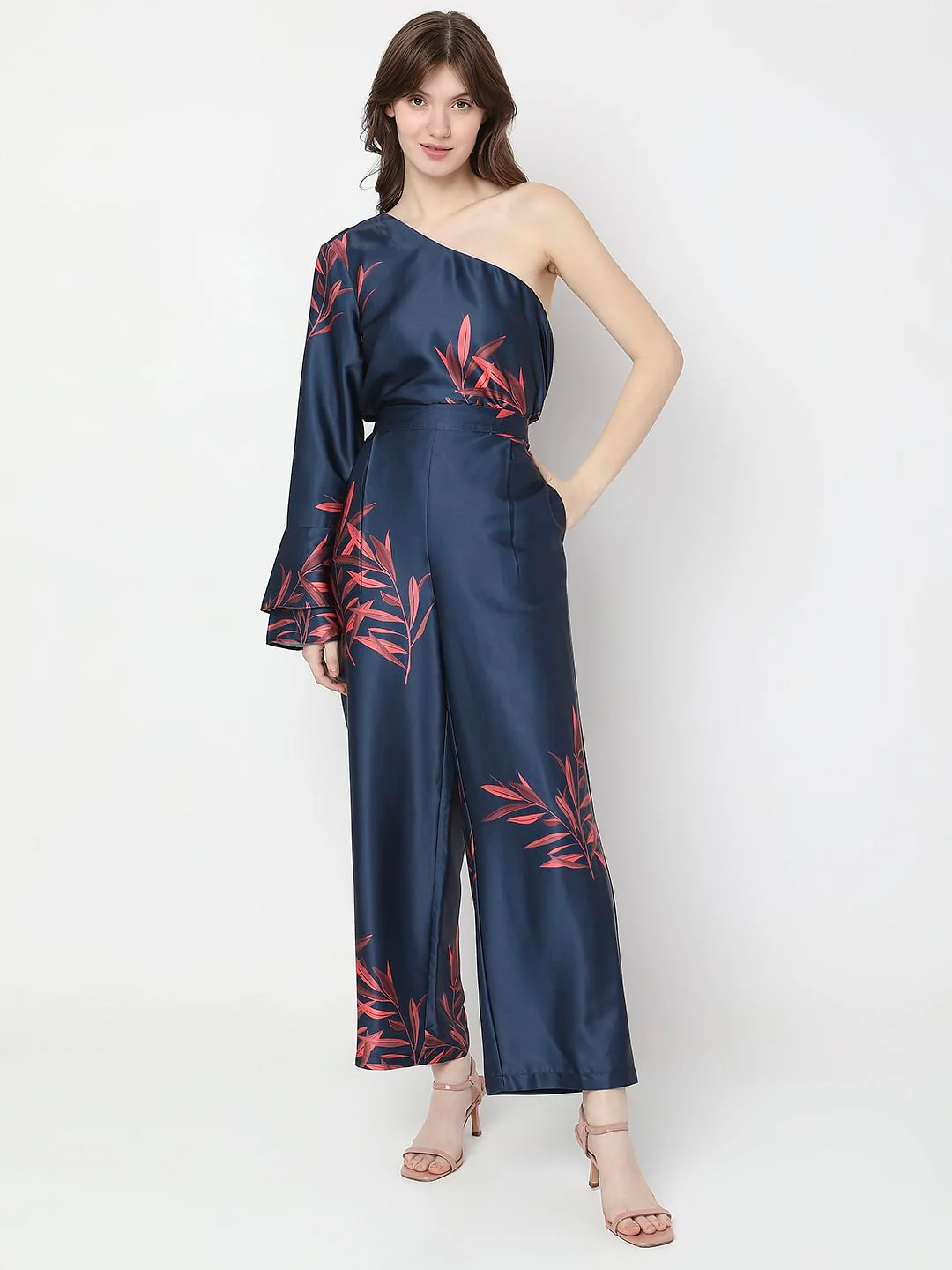Navy Blue High Rise Floral Co-Ord Set Pants - Image 6