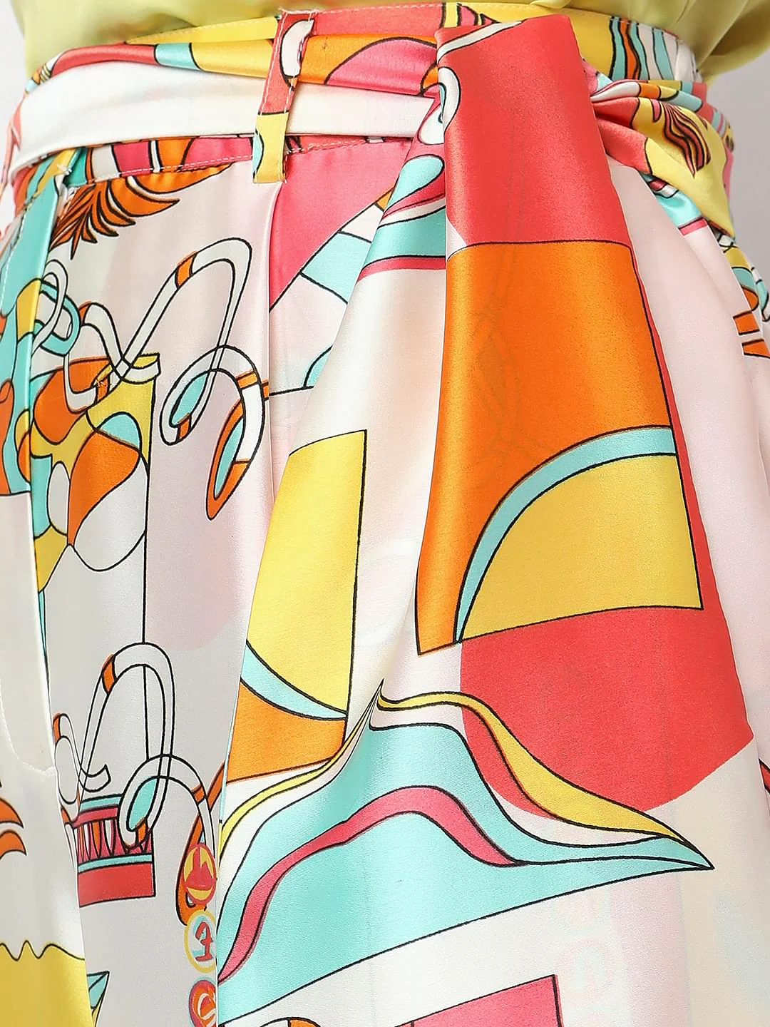 Orange High Rise Abstract Printed Co-Ord Pants - Image 8