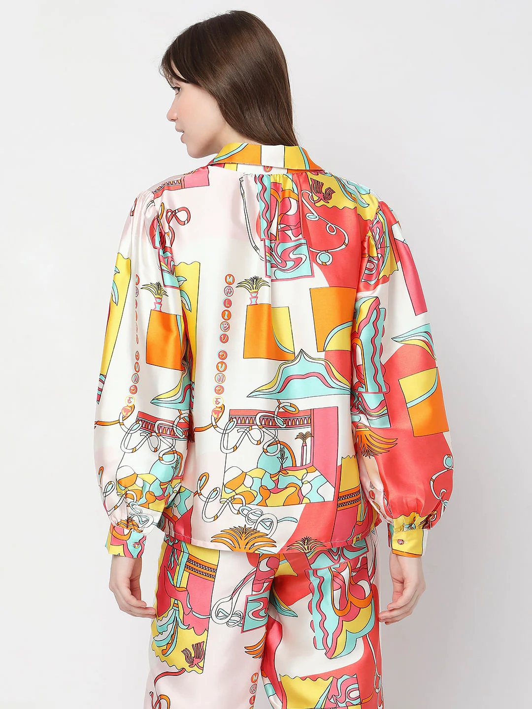 Orange Abstract Print Co-Ord Shirt - Image 4