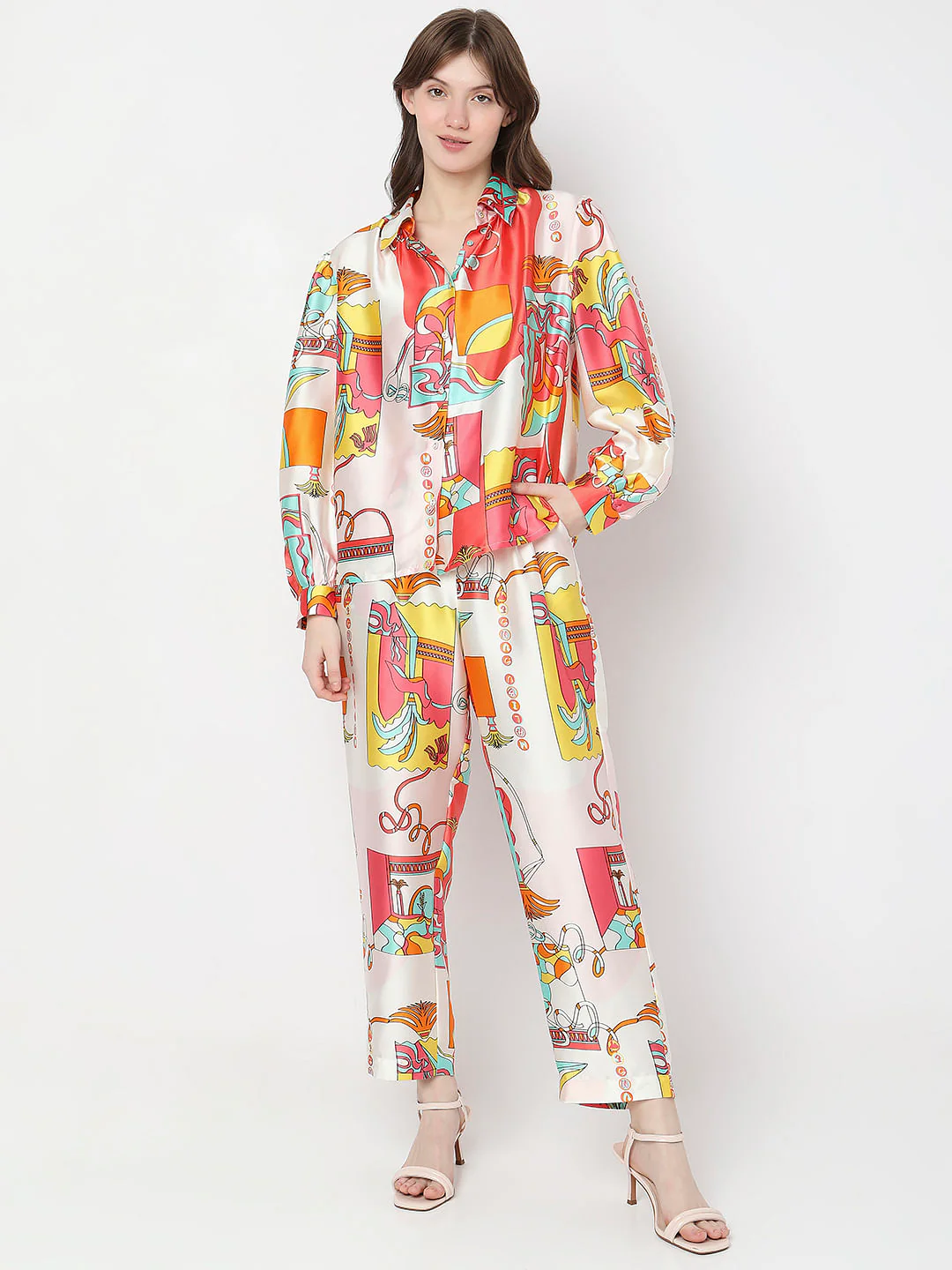 Orange Abstract Print Co-Ord Shirt - Image 5