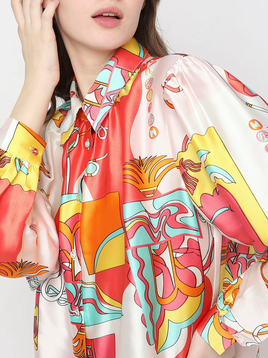 Orange Abstract Print Co-Ord Shirt - Image 6