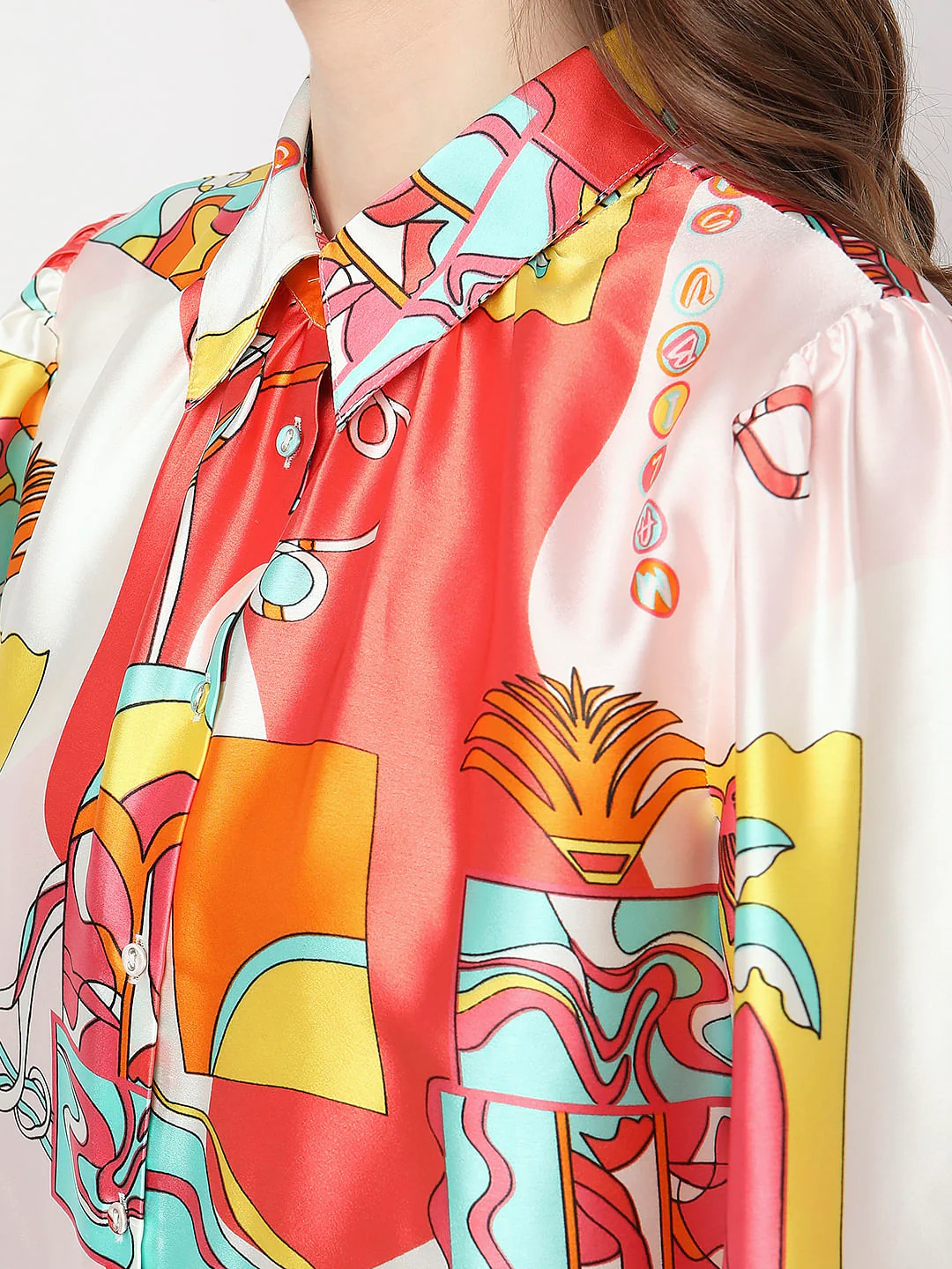 Orange Abstract Print Co-Ord Shirt - Image 8