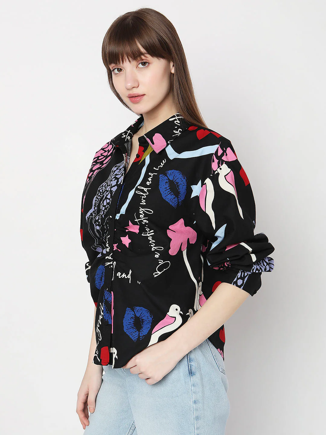 Black Abstract Print Shirt - Image 3