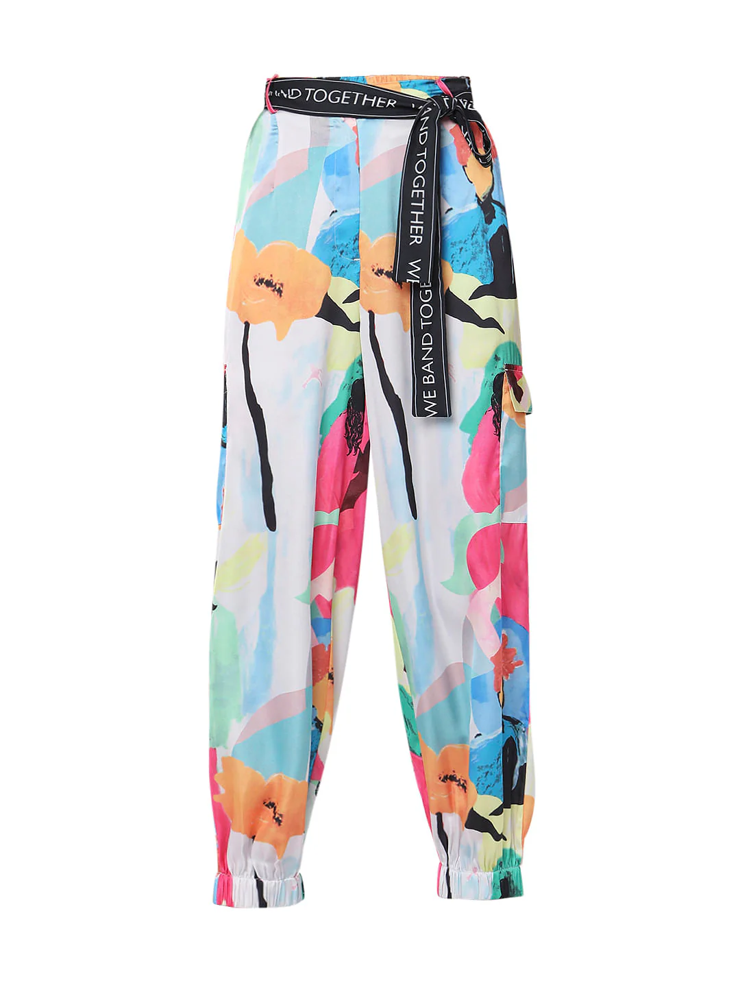 White High Rise Abstract Print Pants - Image 7