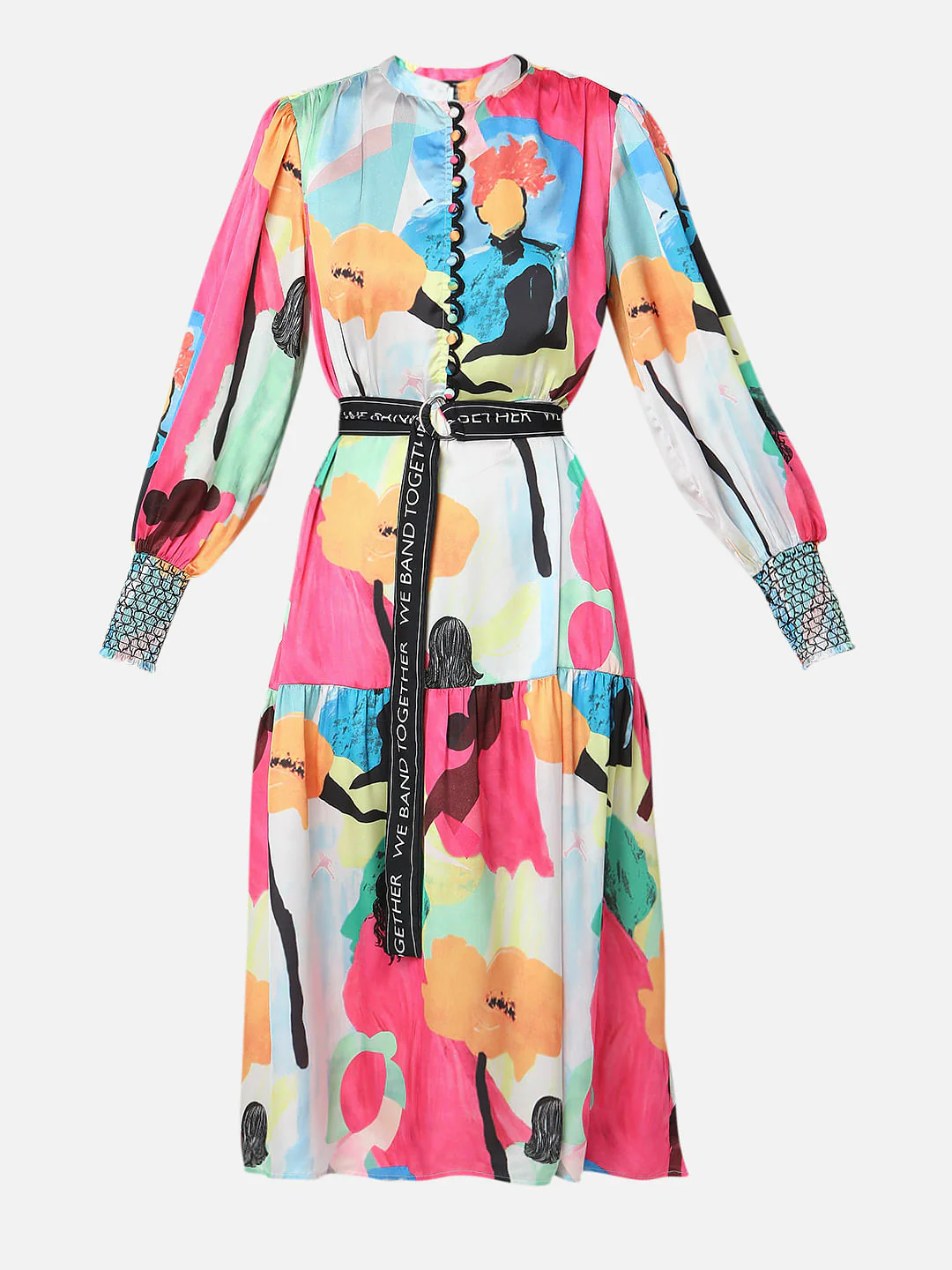 White Abstract Printed Midi Dress - Image 6