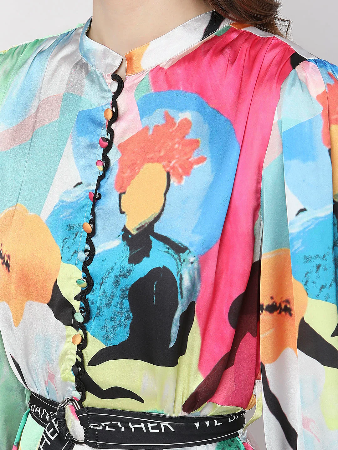 White Abstract Printed Midi Dress - Image 7