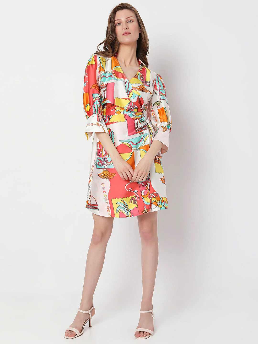 Orange Abstract Print Mini Dress - Image 5
