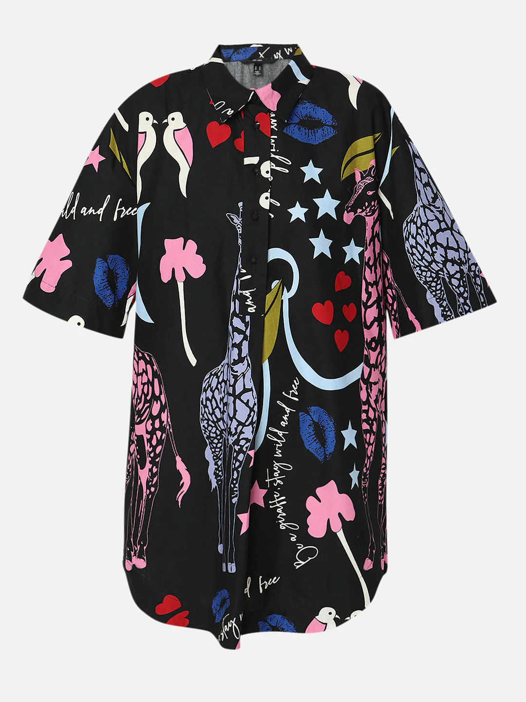 Black All Over Printed Shirt Dress - Image 7