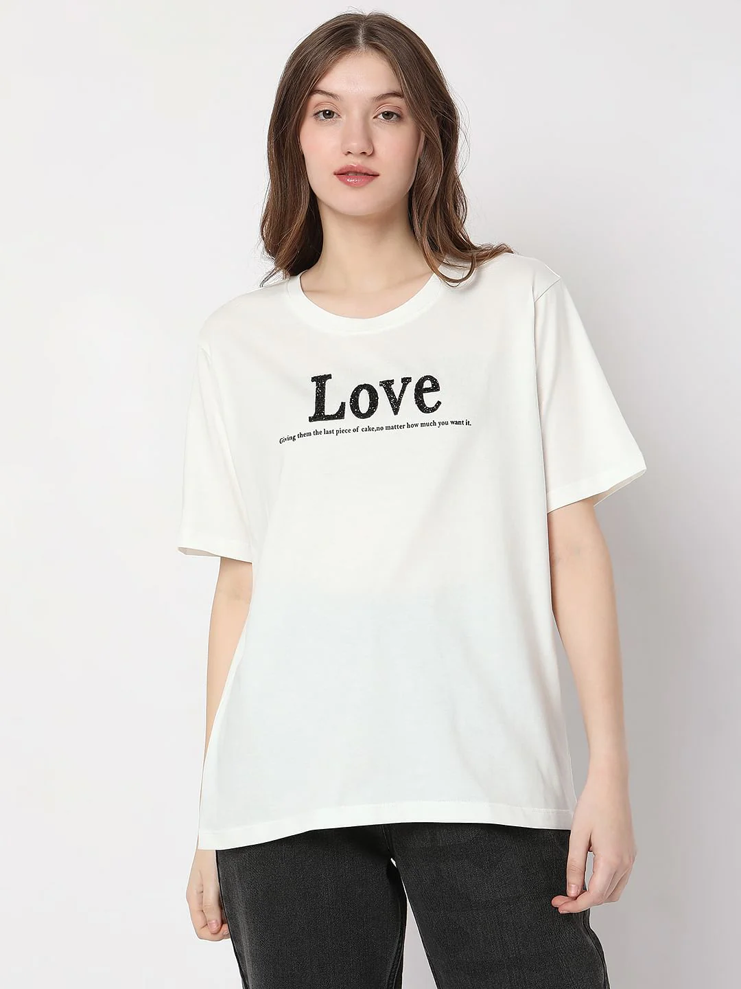 White Embellished Text Print T-Shirt - Image 2