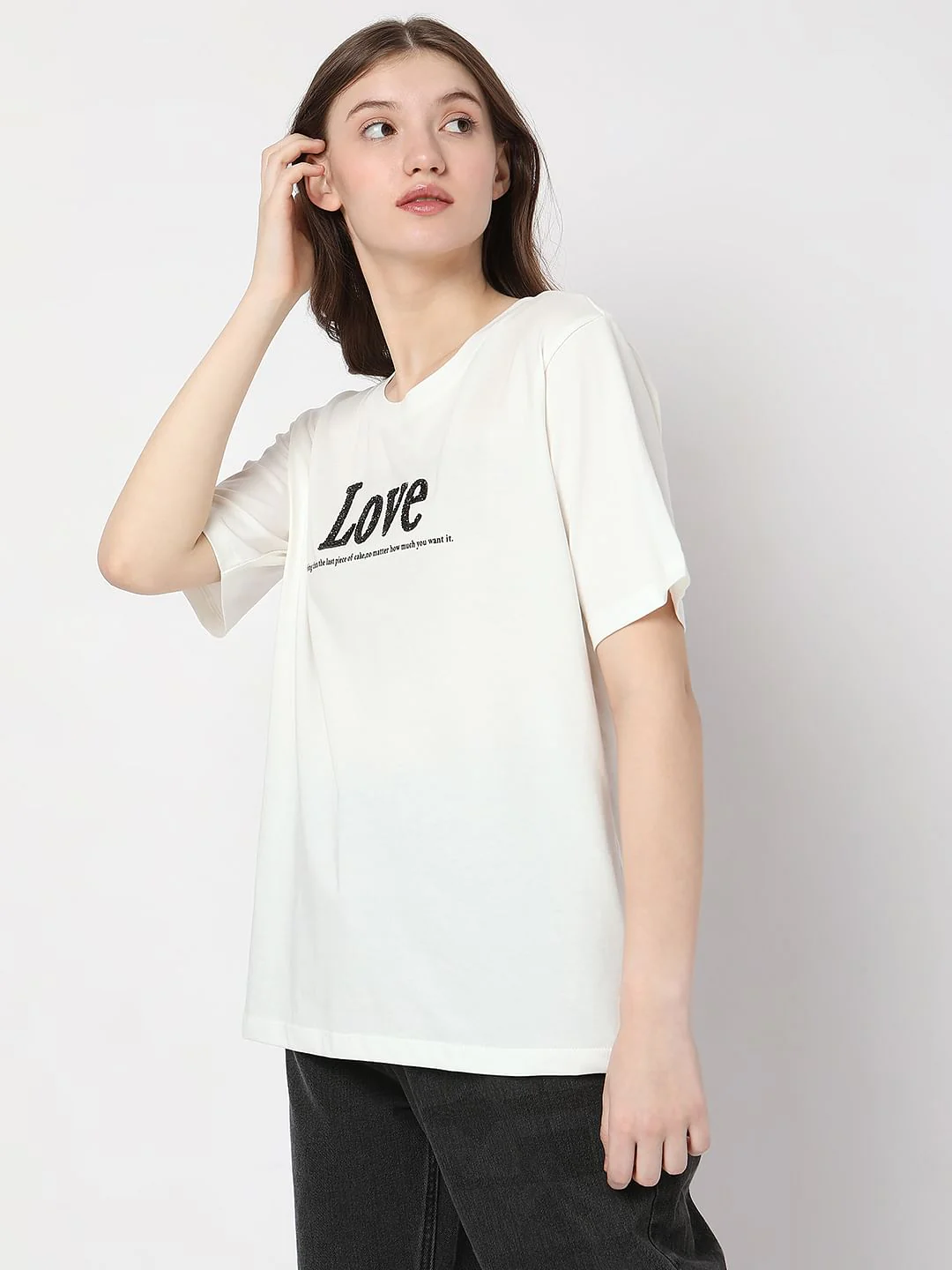 White Embellished Text Print T-Shirt - Image 3