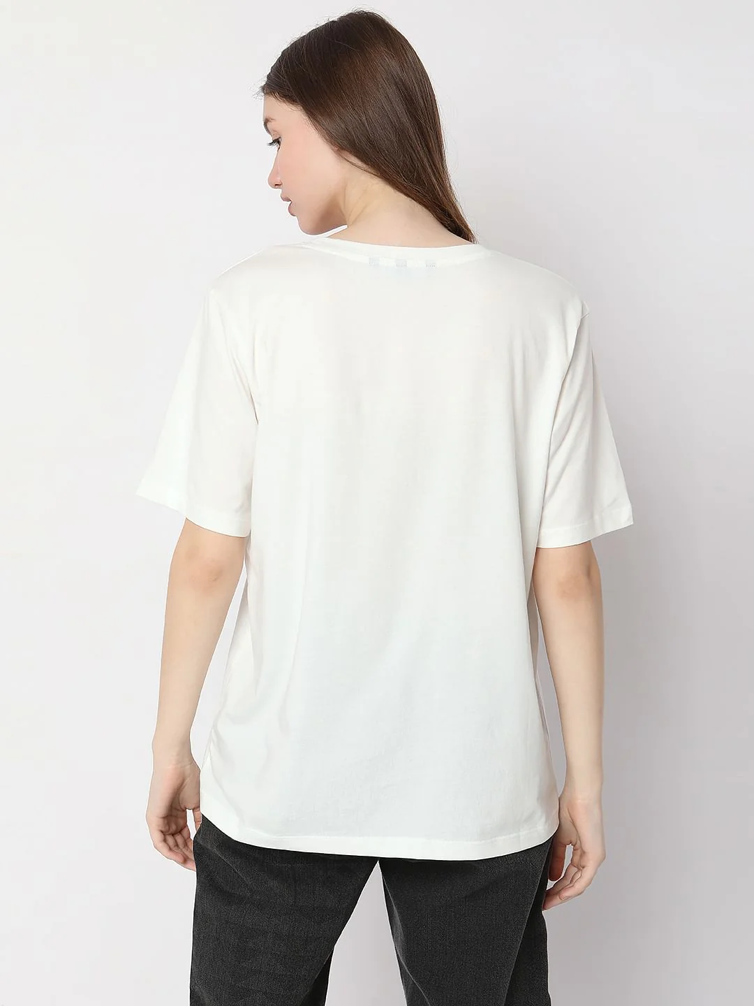 White Embellished Text Print T-Shirt - Image 4