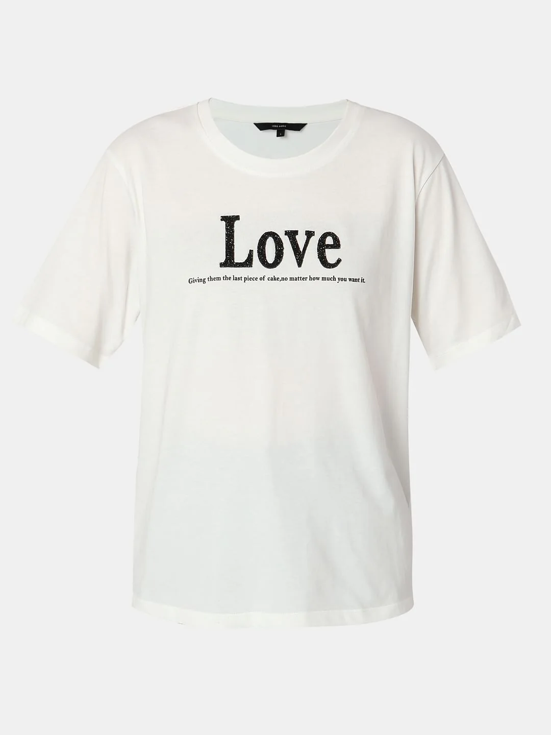White Embellished Text Print T-Shirt - Image 7