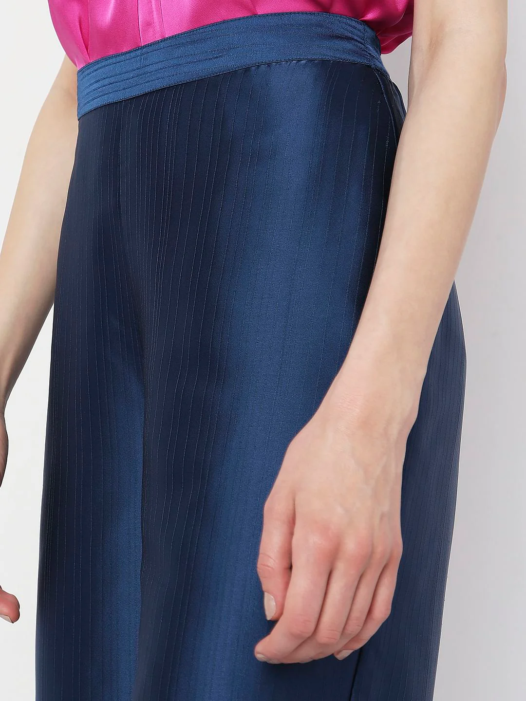 Blue High Rise Straight Fit Pants - Image 5
