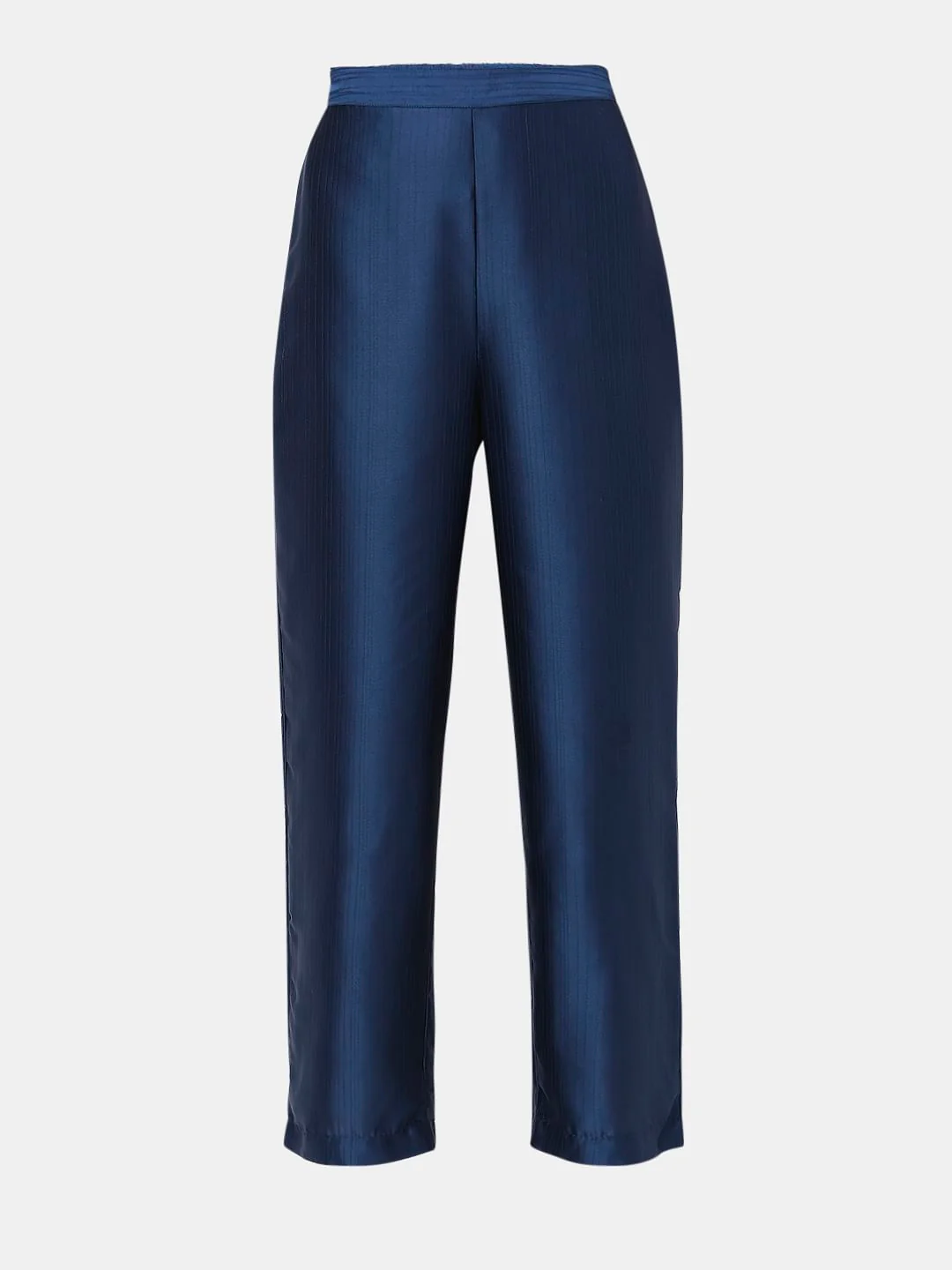Blue High Rise Straight Fit Pants - Image 7