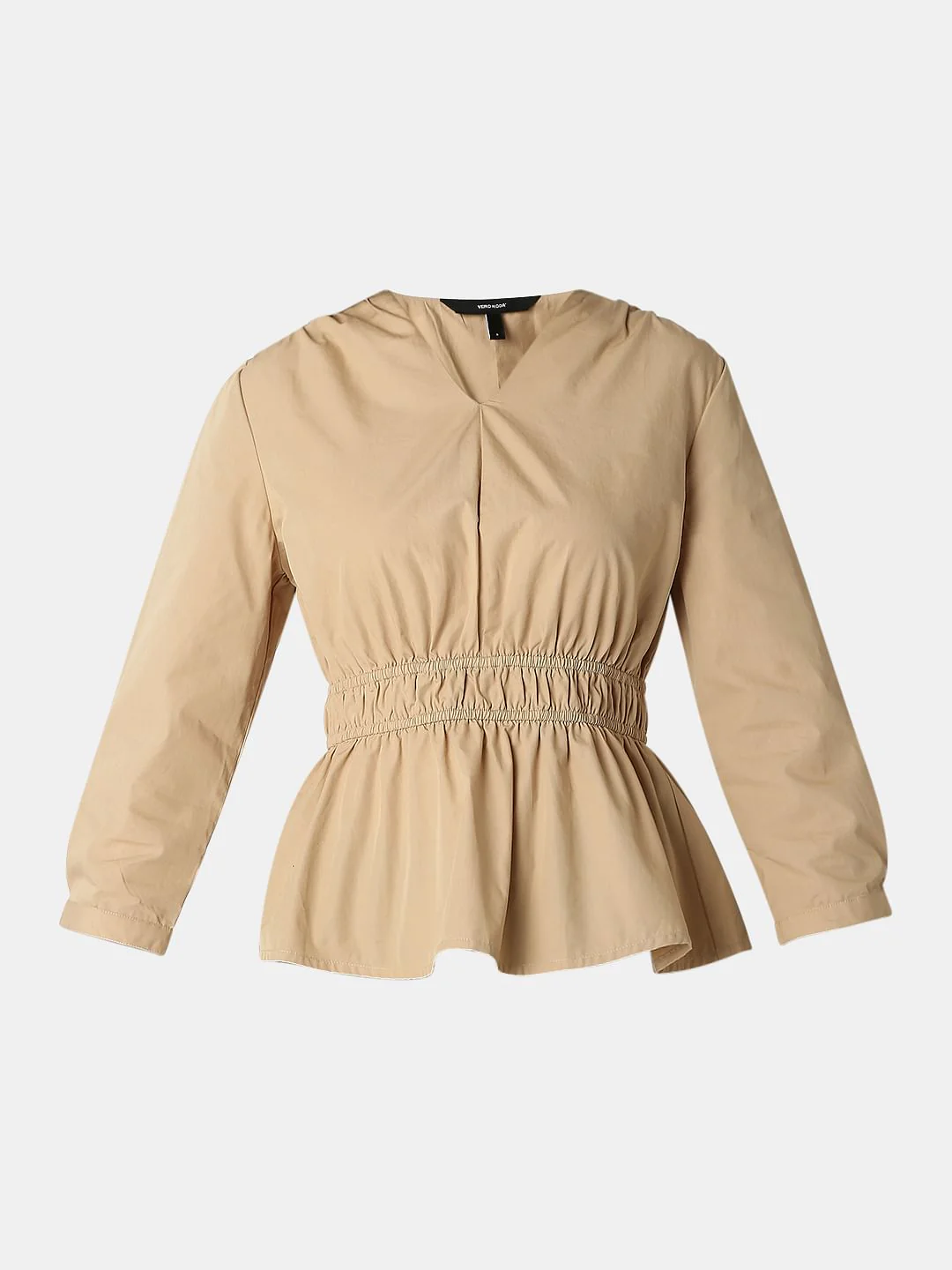 Beige Cotton Peplum Top - Image 7