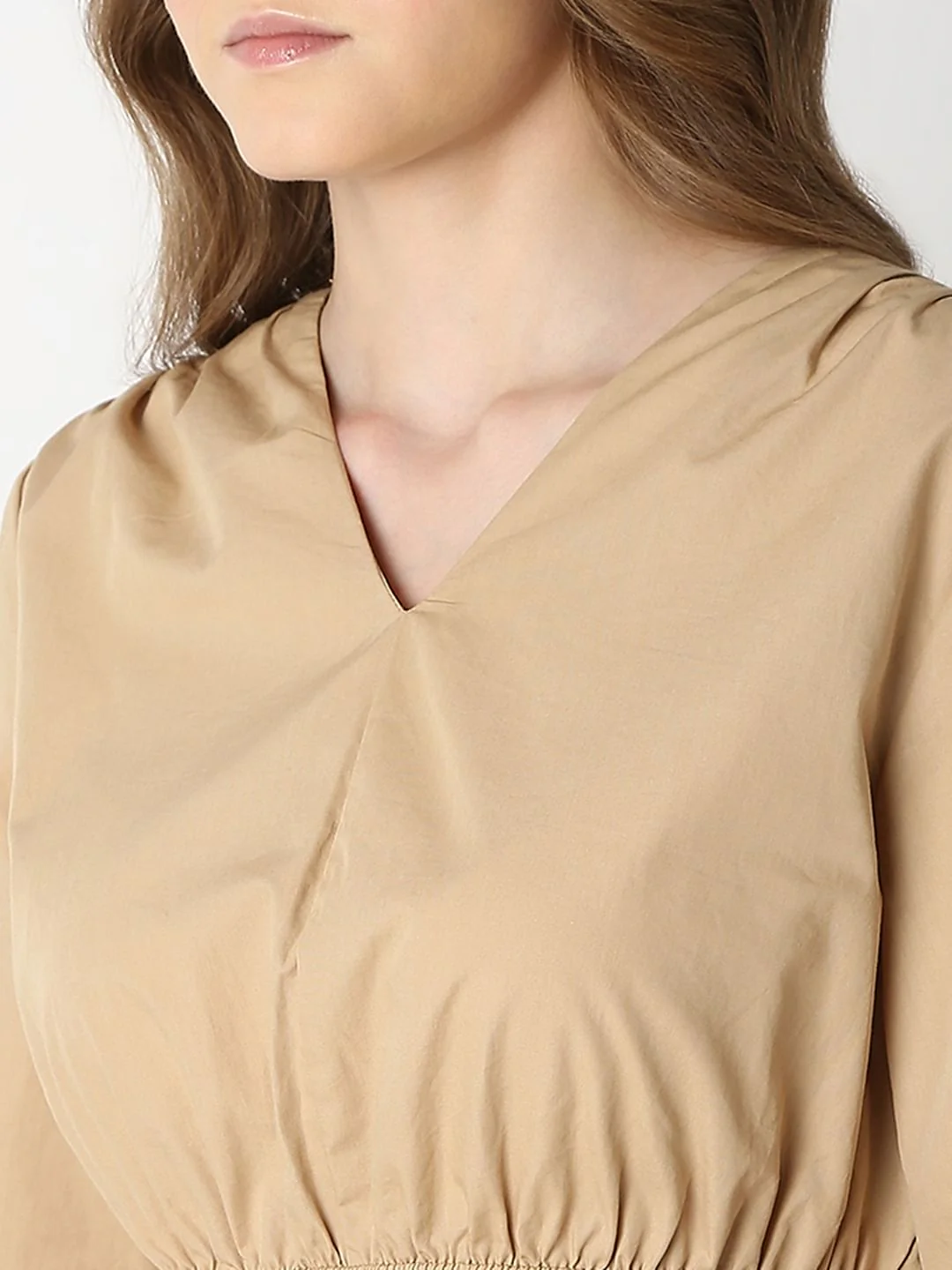 Beige Cotton Peplum Top - Image 8