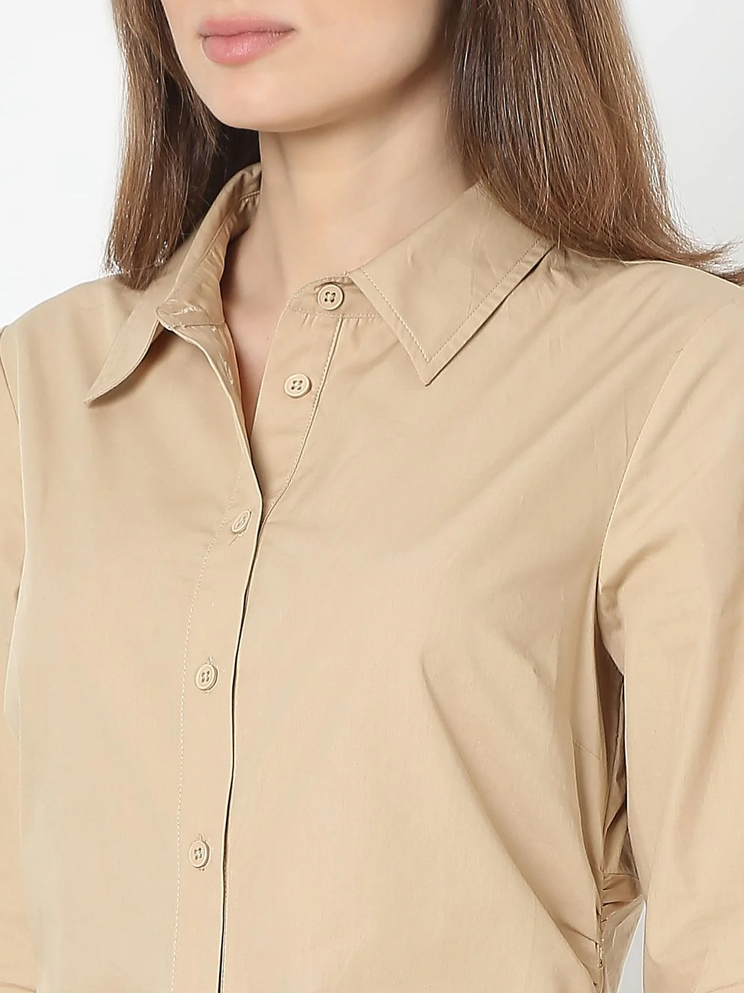 Beige Cotton Shirt Dress - Image 8