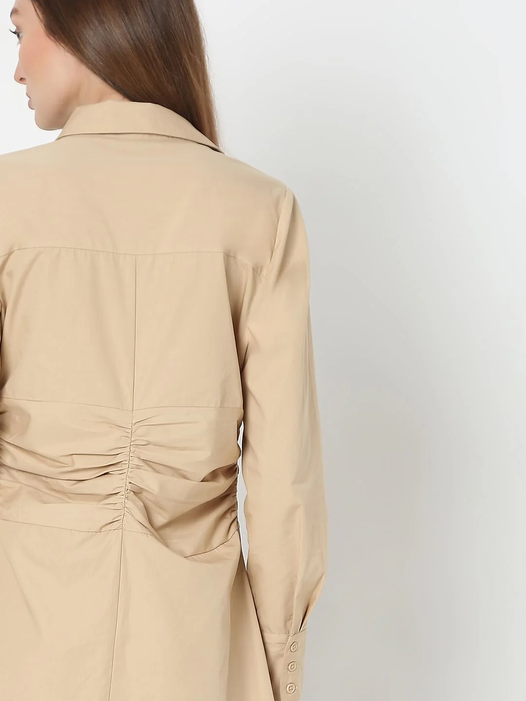 Beige Cotton Shirt Dress - Image 9